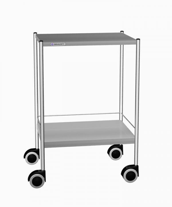 CARRELLO IN ACCIAIO INOX SENZA CASSETTI, 2 RIPIANI mm 640x480