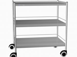 CARRELLO IN ACCIAIO INOX SENZA CASSETTI, 3 RIPIANI mm 900x630