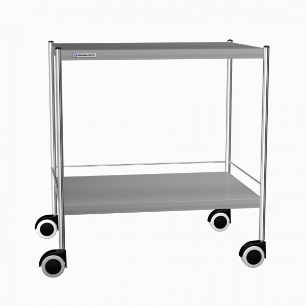 CARRELLO IN ACCIAIO INOX SENZA CASSETTI, 2 RIPIANI mm 900x630