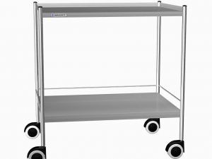 CARRELLO IN ACCIAIO INOX SENZA CASSETTI, 2 RIPIANI mm 900x630