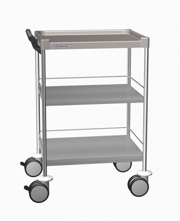 CARRELLO IN ACCIAIO INOX SENZA CASSETTI, 3 RIPIANI mm 640x480