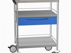 CARRELLO IN ACCIAIO INOX 1 CASSETTO, 3 RIPIANI mm 640x480