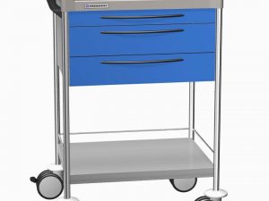 CARRELLO IN ACCIAIO INOX 3 CASSETTI, 2 RIPIANI mm 640x480