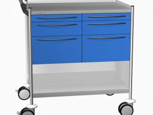 CARRELLO IN ACCIAIO INOX CON 6 CASSETTI, 2 RIPIANI mm 900x630